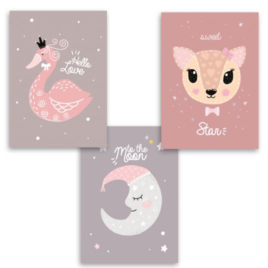 Luvel Poster set of 3 - Sweet - A4 - Pink