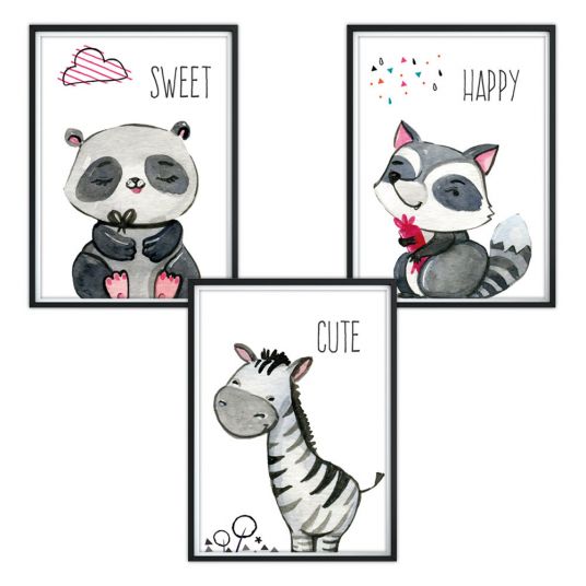 Luvel Poster set of 3 - Sweet Happy Cute - A4