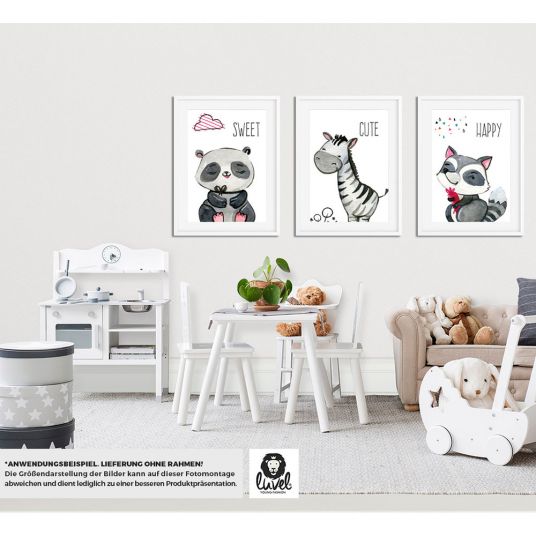 Luvel Set di 3 poster - Dolce Felice Carino - A4