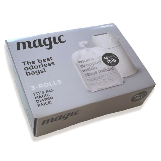Magic Pack of 3 diaper bags for Magic Majestic diaper pail - white