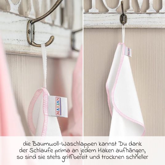 Makian Molton Flannel Baby Washcloth 9 Pack 30 x 30 cm - Rosa Rosa