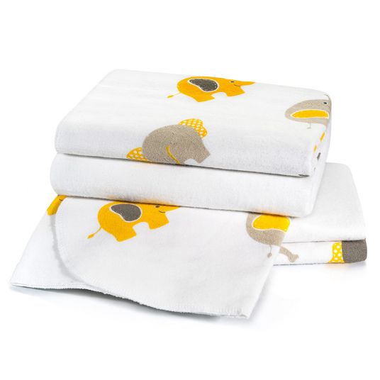 Makian Molton cloth pack of 3 - Elephants - Grey Yellow