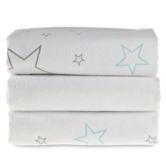 Makian Molton cloth pack of 3 - stars - white