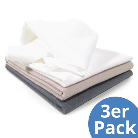 Makian Molton cloth / Molton diaper 3-pack 80 x 80 cm - Graphite / Greige / White