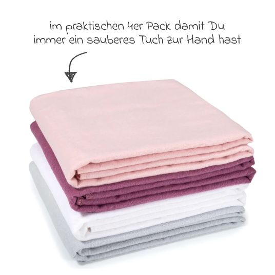 Makian Moltontuch / Moltonwindel 4er Pack 80 x 80 cm - Orchidee / Puder