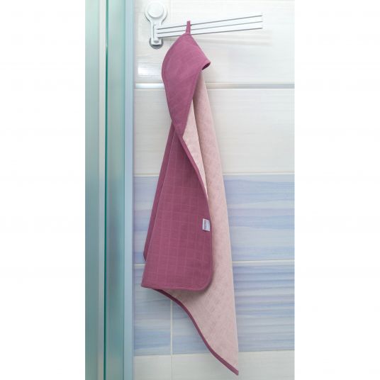 Makian Gauze hooded bath towel 70 x 70 cm - Orchid / Powder