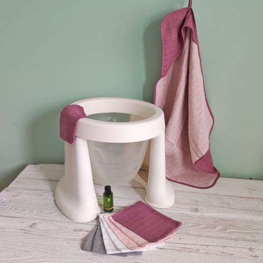 Makian Gauze hooded bath towel 70 x 70 cm - Orchid / Powder