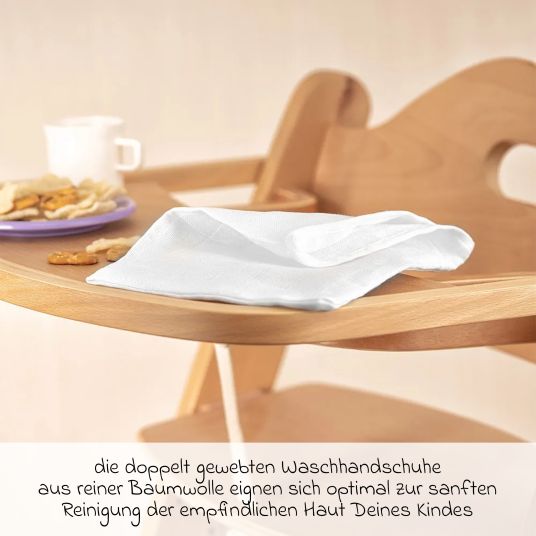 Makian Mull-Waschhandschuh 10er Pack - Weiß