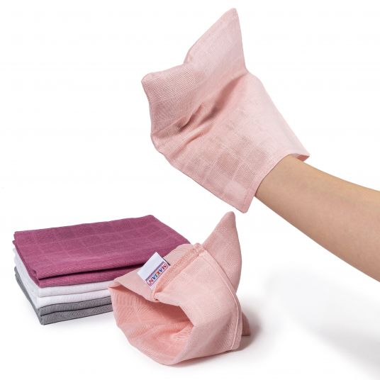 Makian Gauze wash glove 8 pack 15 x 20 cm - Orchid / Powder