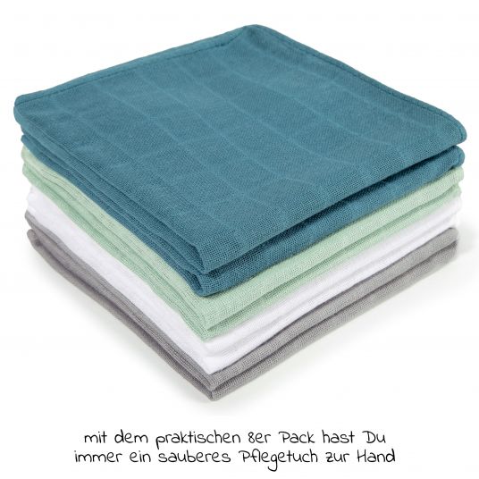 Makian Mull-Waschlappen / Pflegetuch 8er Pack 30 x 30 cm - Patina / Mint