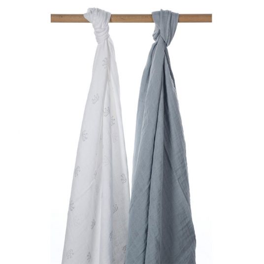 Makian wraparound & gauze cloth pack of 2 120 x 120 cm - crown white grey