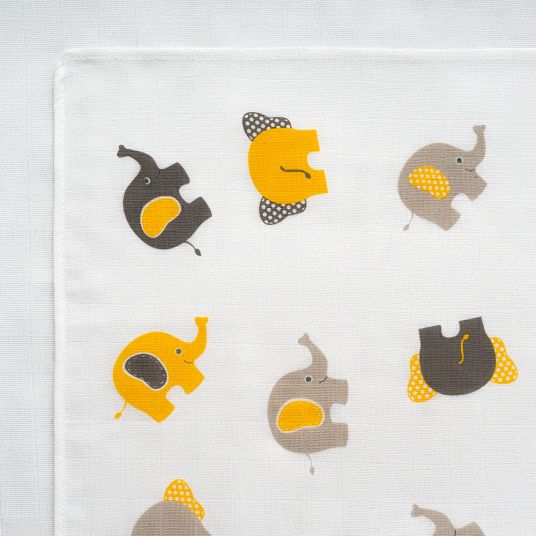 Makian Gauze diaper 3 pack - Elephants - Gray Yellow