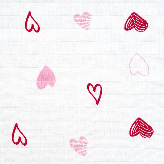 Makian Gauze diaper pack of 3 - Hearts - White Pink
