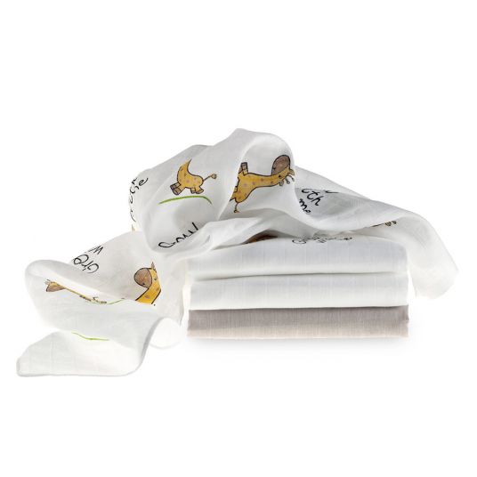 Makian Gauze diaper pack of 4 - Giraffe - White