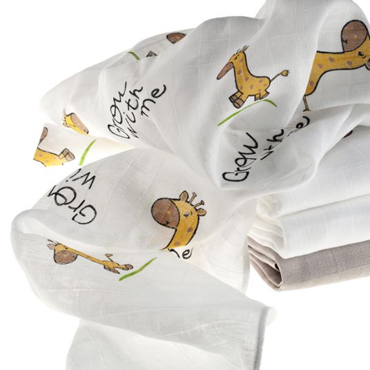 Makian Gauze diaper pack of 4 - Giraffe - White