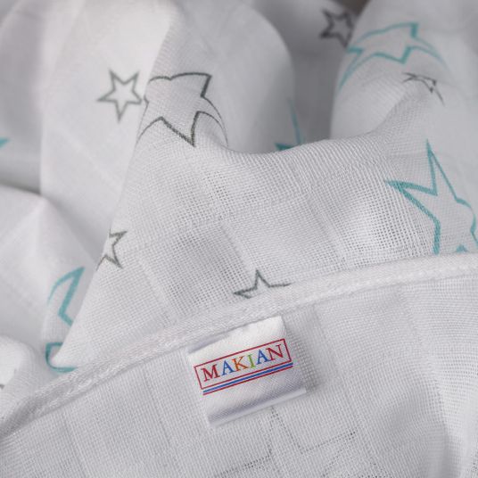 Makian Gauze diaper pack of 4 - Stars - White