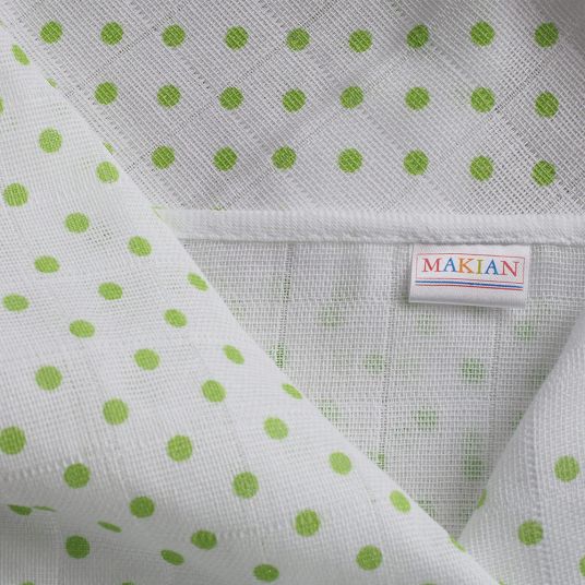 Makian Pannolino di garza / Panno di garza 4 confezioni 80 x 80 cm - Zebra Bianco Verde