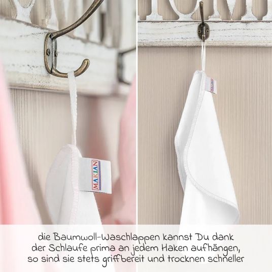 Makian Mullwindel / Mulltuch / Spucktuch / Pflegetuch 9er Pack 40 x 40 cm - Orchidee / Puder / Weiß