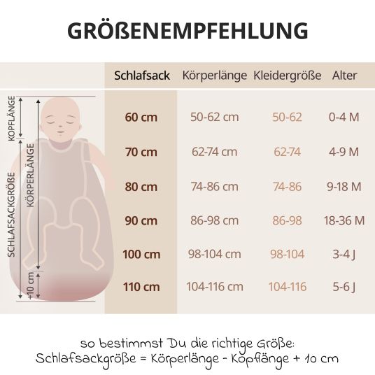 Makian Musselin-Schlafsack - Greige - Gr. 70 cm