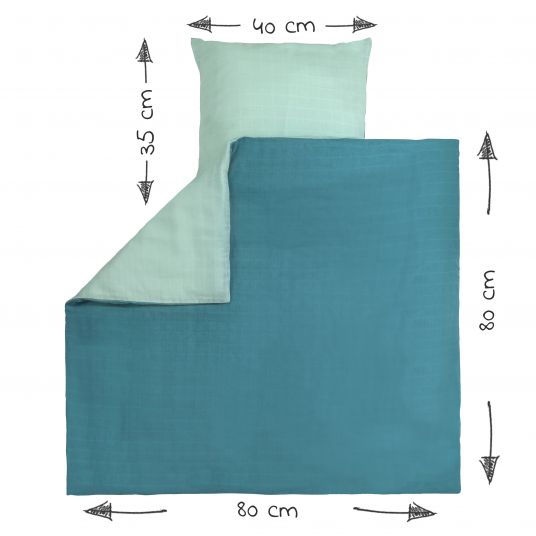 Makian Reversible bedding gauze 80 x 80 / 35 x 40 cm - Patina / Mint