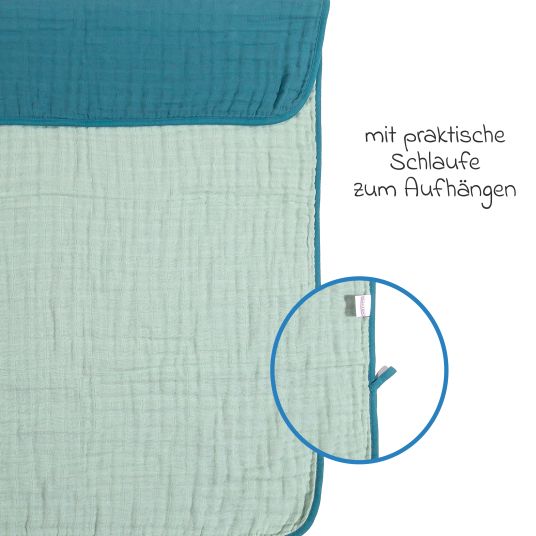 Makian Reversible blanket / baby blanket gauze 4-ply 70 x 100 cm - Patina Mint