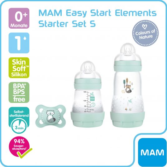 MAM 3-tlg. Starter-Set S Easy Start Anti-Colic Elements - Waschbär