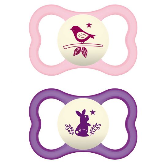 MAM Luminous pacifier 2-pack Air Night - Silicone - from 16 M - Girl