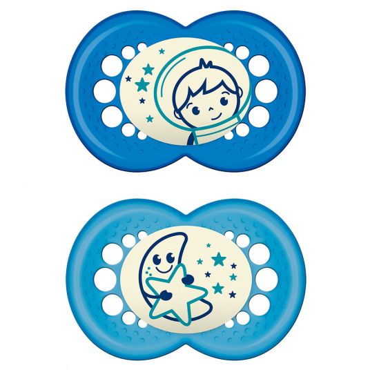 MAM Luminous pacifier 2-pack Night - latex from 16 M - for boys