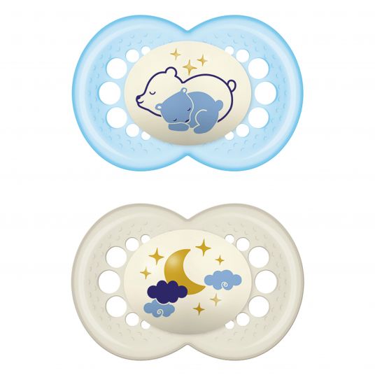 MAM Luminous pacifier 2-pack Night - Silicone from 16 M - Bear & Moon