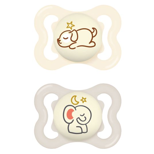 MAM Glow-in-the-dark soother 2-pack Supreme Night - silicone 0-6 M - beige