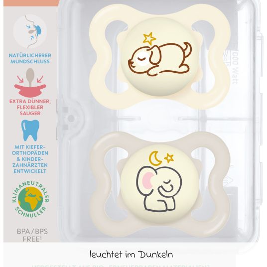 MAM Glow-in-the-dark soother 2-pack Supreme Night - silicone 0-6 M - beige