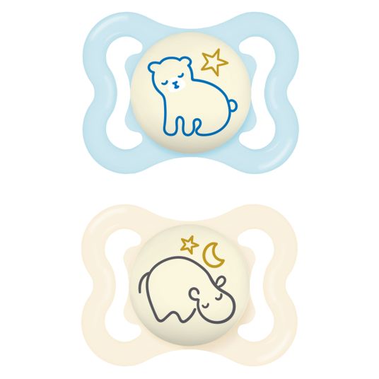 MAM Glow-in-the-dark soother 2-pack Supreme Night - silicone 0-6 M - blue