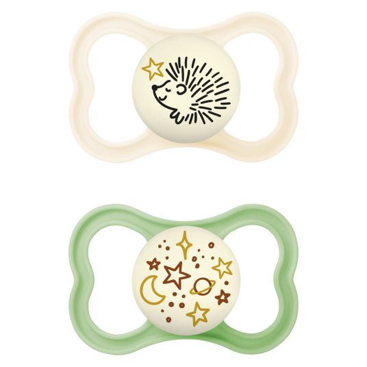 MAM Glow-in-the-dark soother 2-pack Supreme Night - silicone 6-16 M - beige