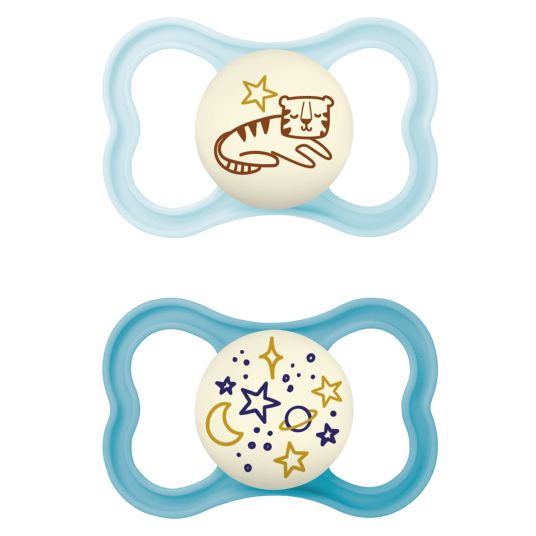 MAM Glow-in-the-dark soother 2-pack Supreme Night - silicone 6-16 M - blue