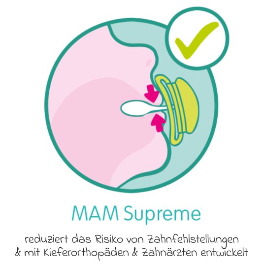MAM Succhietto fosforescente 2-pack Supreme Night - silicone 6-16 M - rosa