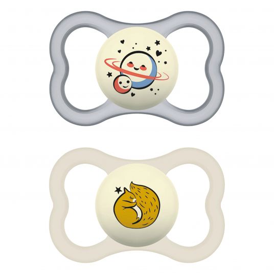 MAM Luminous pacifier 2-pack Supreme Night - silicone from 16 M - Moon & Squirrel