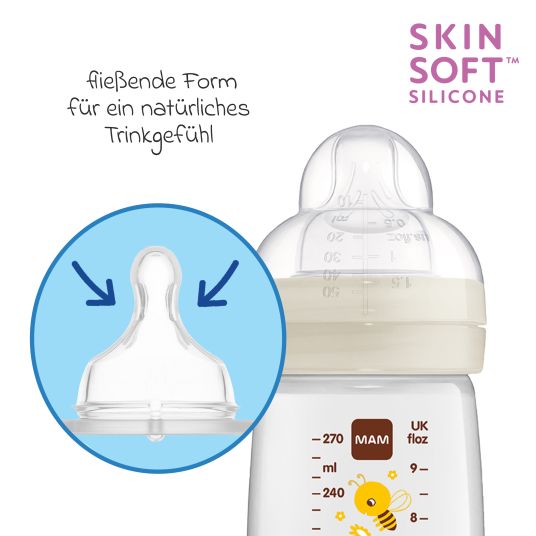 MAM PP bottle 2-pack Easy Active Baby Bottle 270 ml - silicone size 1 - bee & hedgehog