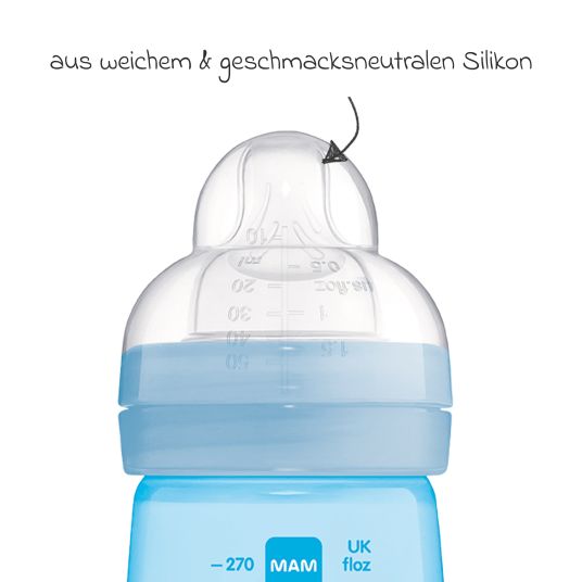 MAM PP-Flasche 2er Pack Easy Active Baby Bottle 270 ml - Silikon Gr. 1 - Hase - Blau