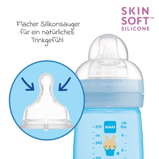 MAM PP-Flasche 2er Pack Easy Active Baby Bottle 270 ml - Silikon Gr. 1 - Hase - Blau