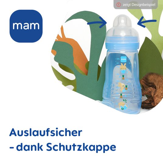 MAM PP-Flasche 2er Pack Easy Active Baby Bottle 270 ml - Silikon Gr. 1 - Katze & Schmetterling