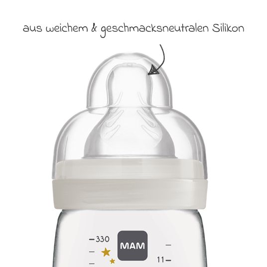 MAM PP-Flasche 2er Pack Easy Active Baby Bottle 330 ml - Silikon Gr. 2 - Weltall - Grau