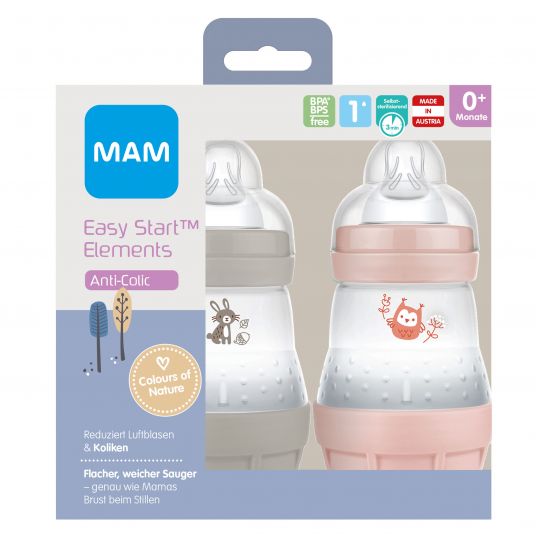 MAM Bottiglia PP 2-pack Easy Start Anti-Colic Elements 160 ml - Coniglietto & Gufo