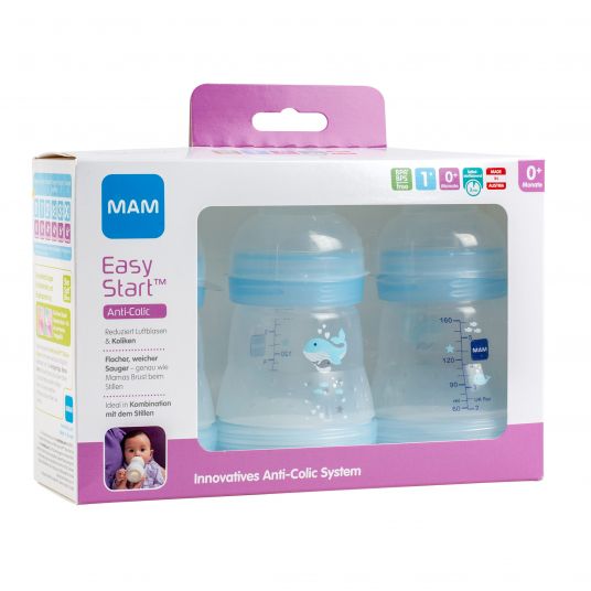 MAM PP Bottle 3 Pack Easy Start Anti-Colic 160 ml - Blue