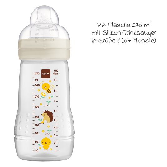 MAM PP-Flasche Easy Active Baby Bottle 270 ml - Silikon Gr. 1 - Biene & Igel