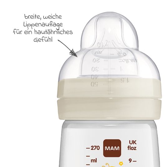 MAM PP-Flasche Easy Active Baby Bottle 270 ml - Silikon Gr. 1 - Biene & Igel