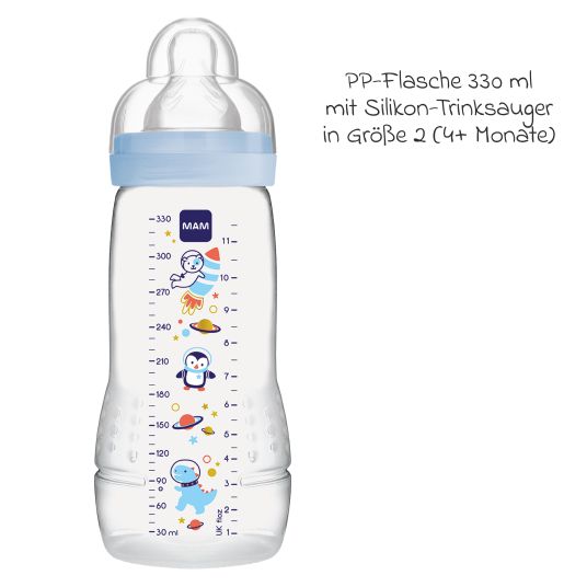 MAM PP bottle Easy Active Baby Bottle 330 ml - Silicone Size 2 - Universe - Blue