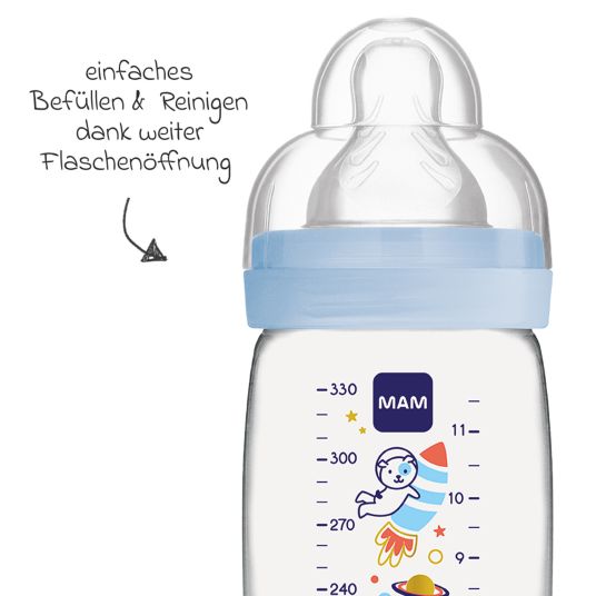 MAM PP bottle Easy Active Baby Bottle 330 ml - Silicone Size 2 - Universe - Blue