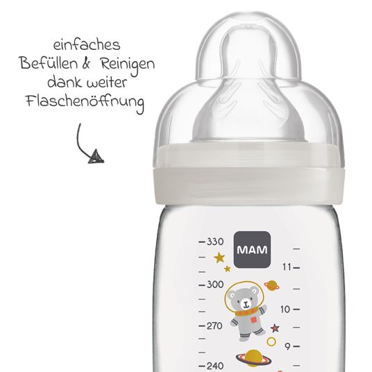 MAM PP Bottle Easy Active Biberon 330 ml - Silicone Gr. 2 - Universo - Grigio