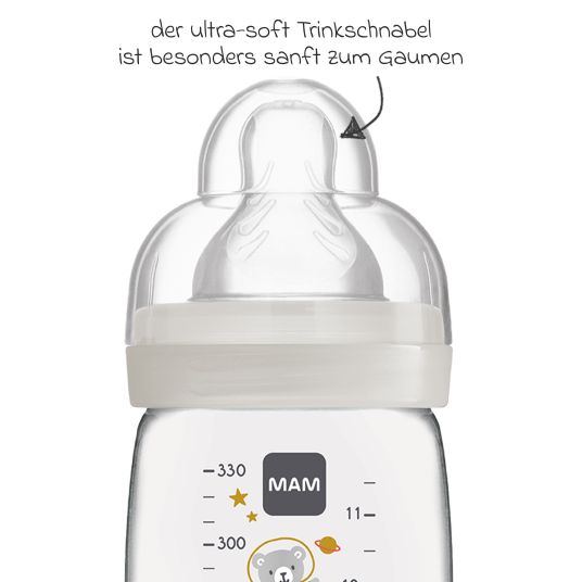 MAM PP Bottle Easy Active Biberon 330 ml - Silicone Gr. 2 - Universo - Grigio