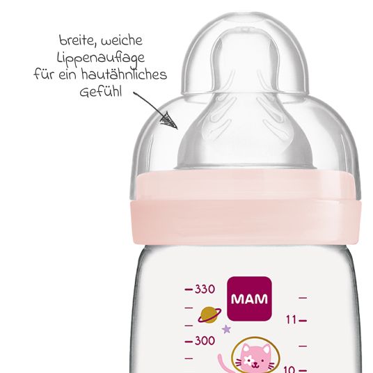 MAM PP Bottle Easy Active Biberon 330 ml - Silicone Gr. 2 - Universo - Rosa